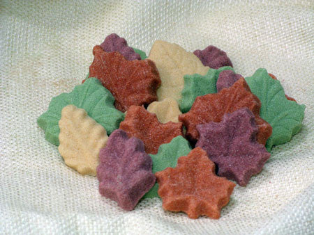 Tea sugars in various leaf shapes and autumn colors
