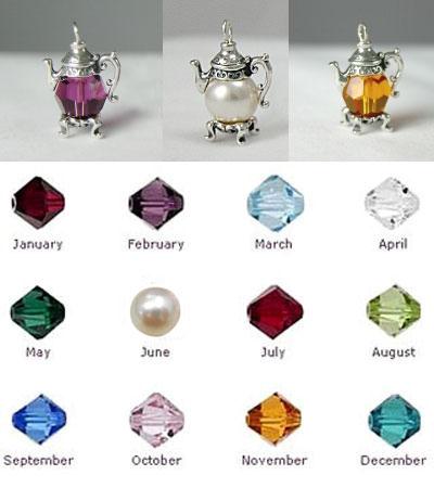 Birthstone Teapot Charm - all months available